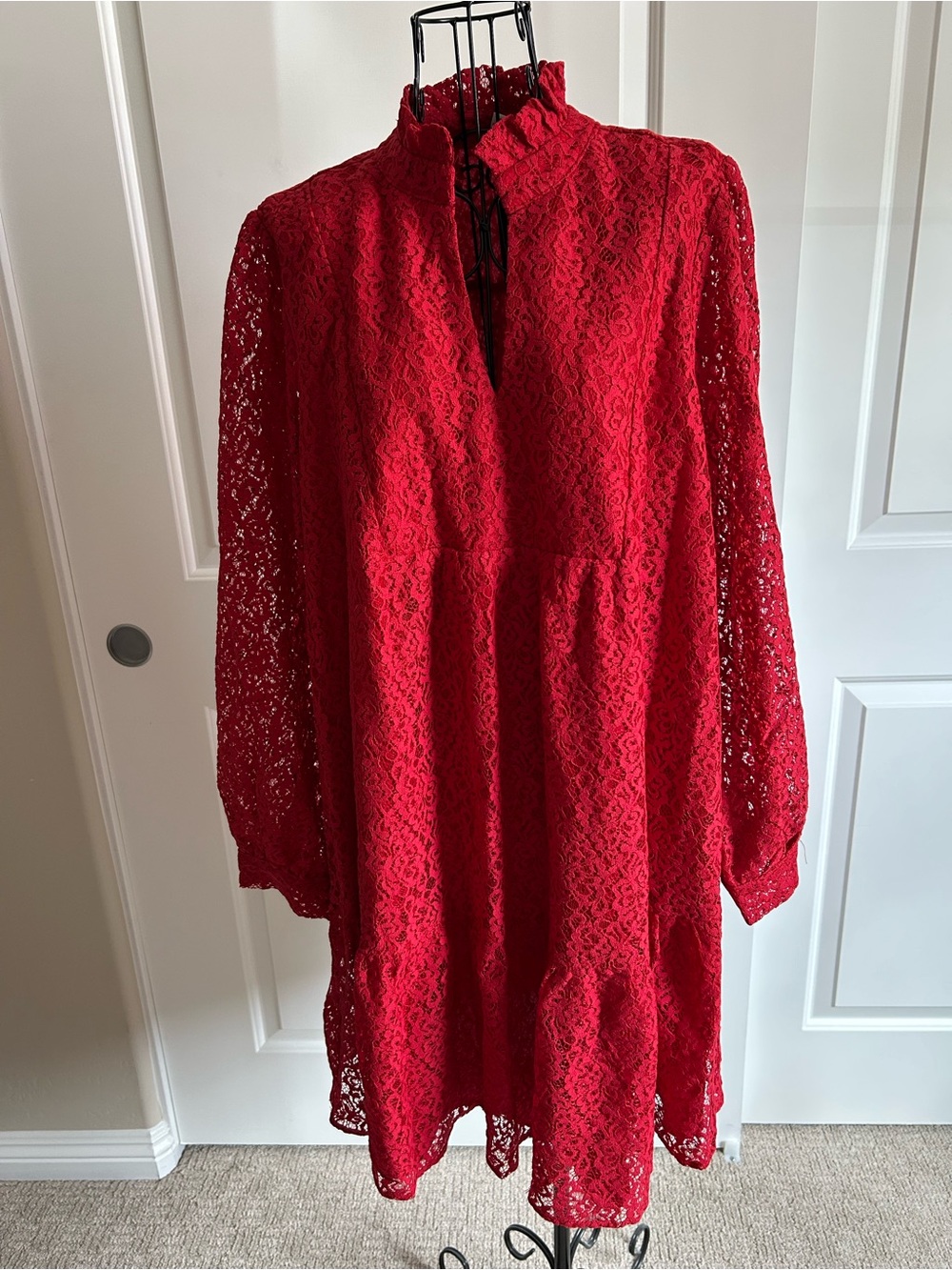torrid Red Lace High-Neck Long Sleeve Dress